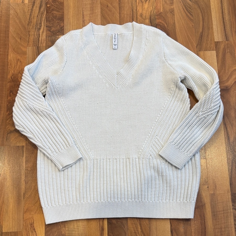 Athleta Off-White thick Ribbed Knit Sweater